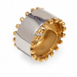 Dual Tone Beaded Ring Silver And Gold 18k Gold Ss | NWOT